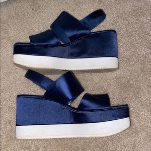 Navy blue Zara platform sandals